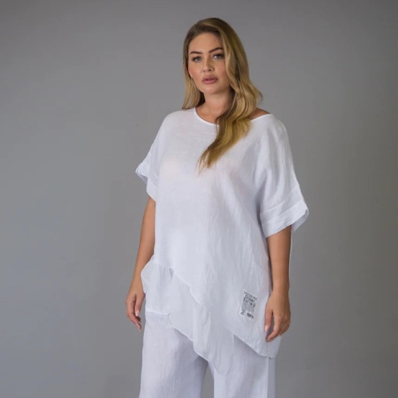 Paolo Tricot Tops - Paolo Tricot Linen/Silk Asymmetrical Top | Size L/XL